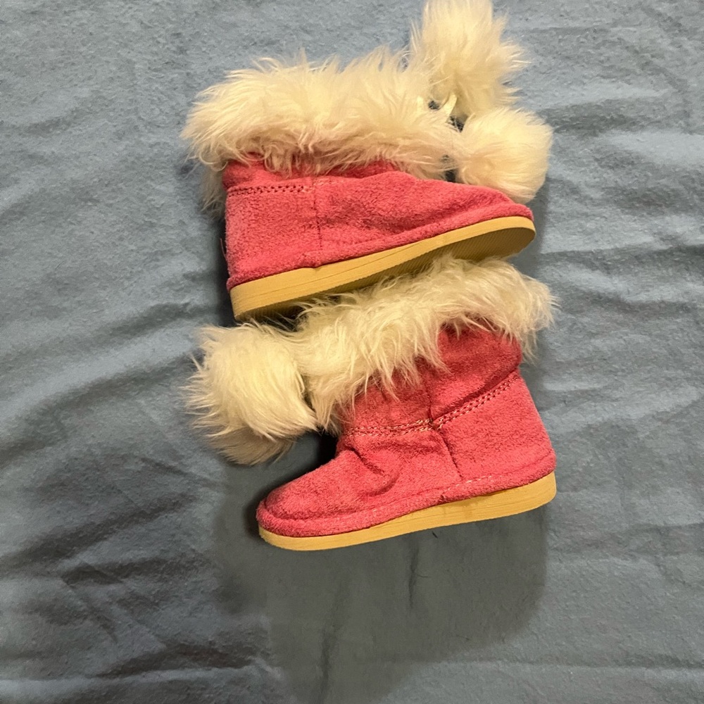 Gymboree Pink Boots with Cream Fur Trim